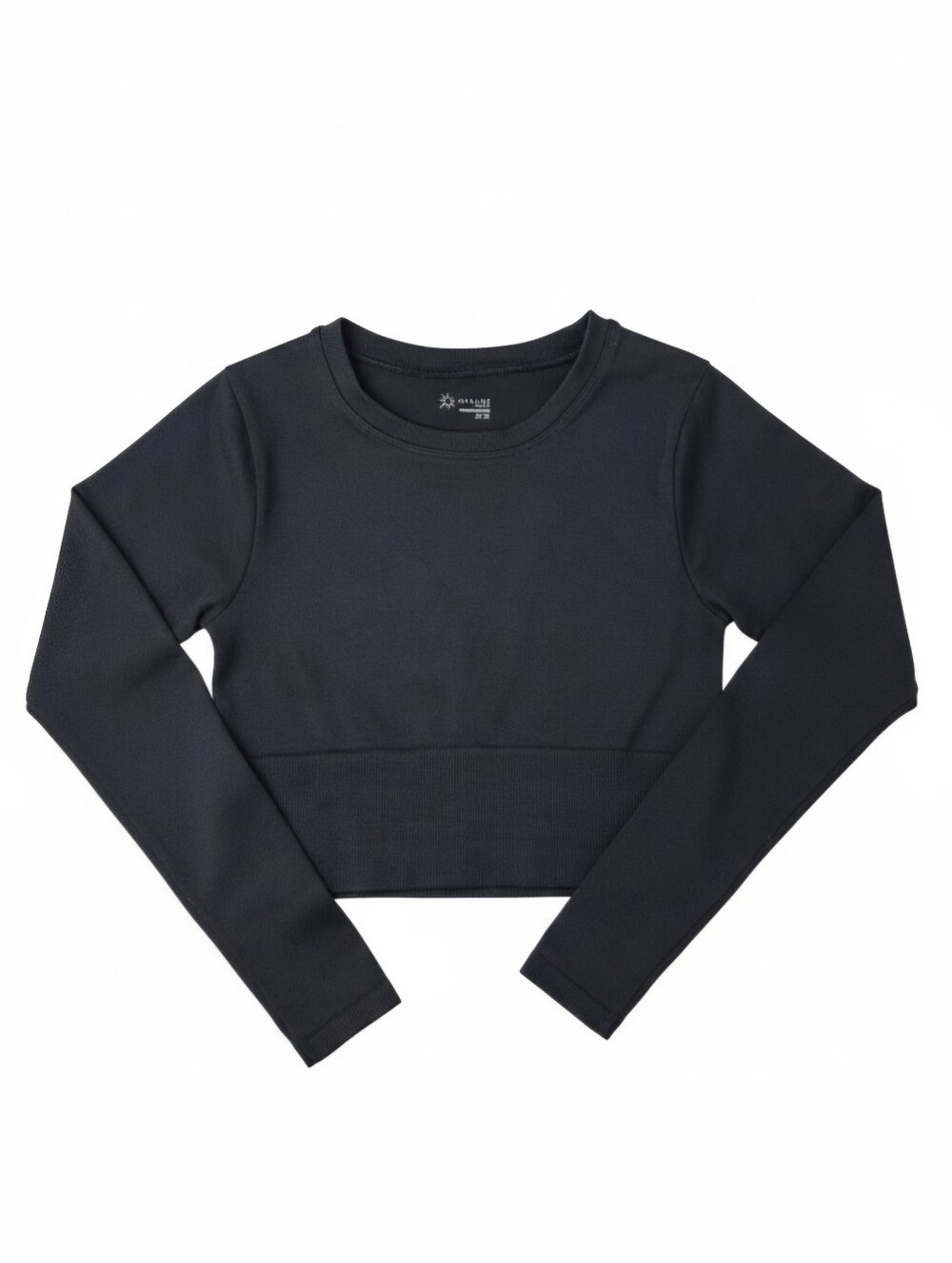 OFFLINE by Aerie Sidewalk Seamless Long Sleeve Cropped Top Black XS